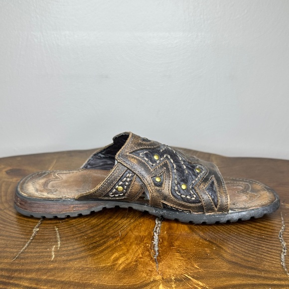 Guess Y2K Studded Distressed Brown Leather Sandals Mens Size 9 - Picture 9 of 14